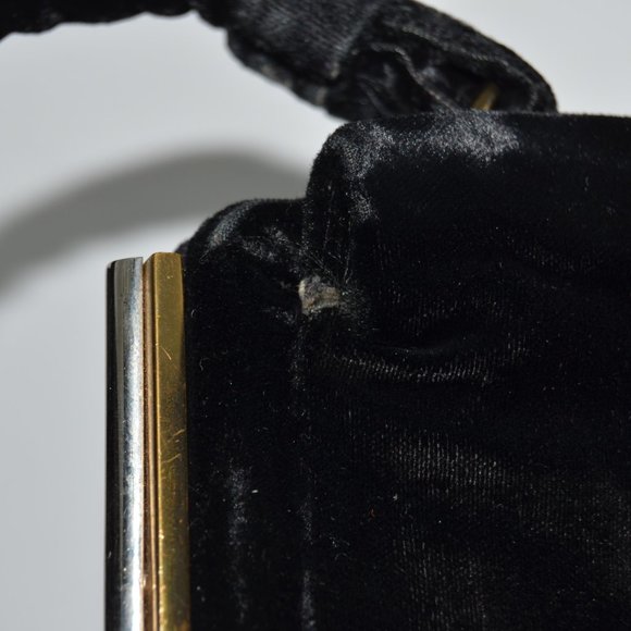 Vintage 40’s or 50’s Black Velvet Evening Bag with Attached Coin Purse MCM Pinup - Picture 11 of 15